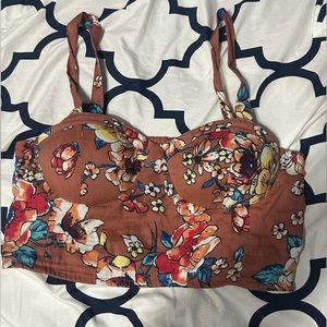 Blush/ mauve Floral corset top size M padded crop top